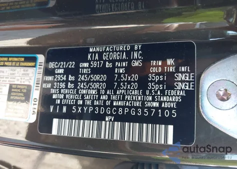 2023 Kia Telluride Ex X-Line z USA, uszkodzony, nr VIN 5XYP3DGC8PG357105